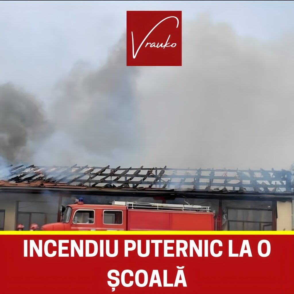 Incendiu puternic la o școală. Pompierii intervin de urgență