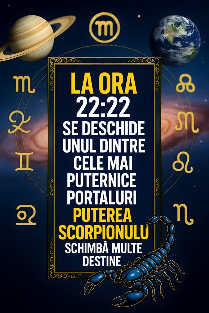 In seara de 22 octombrie 2025, la ora 22:22, se deschide unul dintre cele mai puternice portaluri. Puterea Scorpionului ridica valul dintre lumi si schimba multe destine.