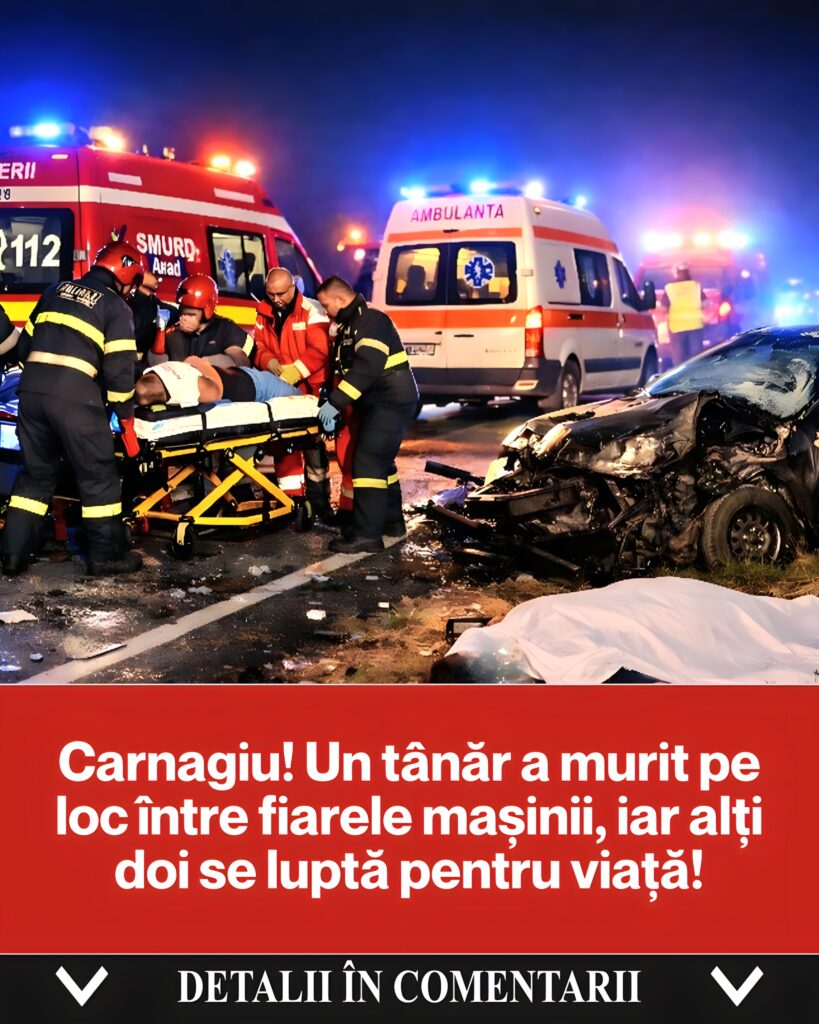 Carnagiu! Un tânăr a murit pe loc între fiarele mașinii, iar alți doi se luptă pentru viață!